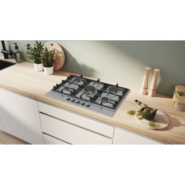Bosch PCQ7A5I90 Series 6, Gas hob, 75 cm, Stainless steel