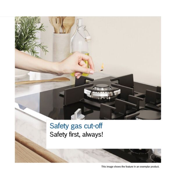 Bosch PGM7B5K90 75Cm, 5 Burners, 3.3Kw Wok, 3 Dishwasher Suitable Cast Iron Pan Supports, New Standa