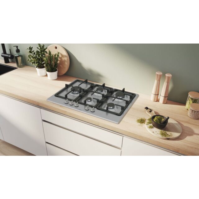 Bosch PGM7B5K90 75Cm, 5 Burners, 3.3Kw Wok, 3 Dishwasher Suitable Cast Iron Pan Supports, New Standa