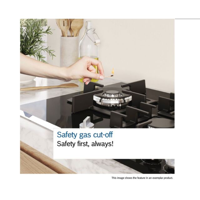 Bosch PGQ7B5K90 75cm, 5 burners, 3.3kW Wok, 3 Dishwasher suitable cast iron pan supports, new standa