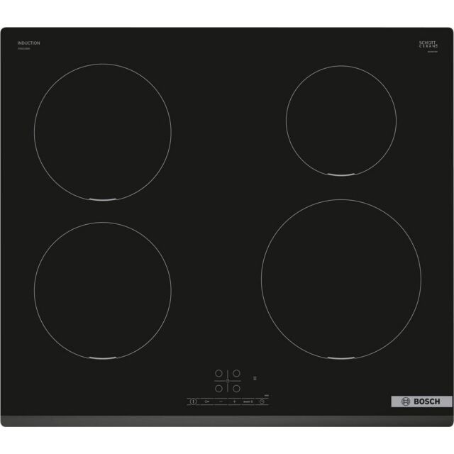 Bosch PIE631BB5E 60Cm Induction Hob Hard Wired, Touch Control, 4 Zones, Front Bevel, 7.4Kw