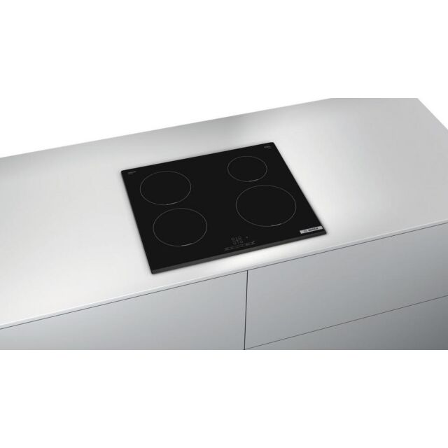 Bosch PIE631BB5E 60Cm Induction Hob Hard Wired, Touch Control, 4 Zones, Front Bevel, 7.4Kw