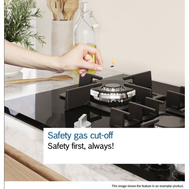 Bosch PPM9A6I40 Series 6, Gas hob, 90 cm, Tempered glass, Black