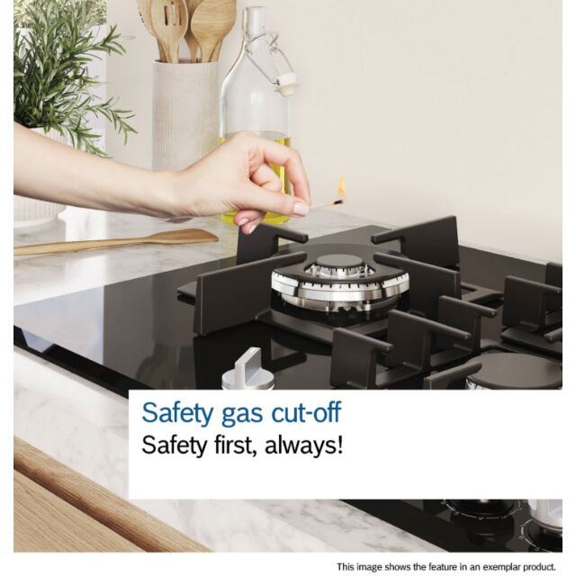 Bosch PPP6A6I40 Series 6, Gas hob, 60 cm, Tempered glass, Black