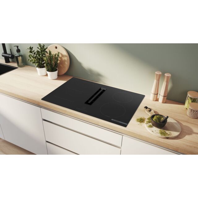 Bosch PVS811B16E 80cm venting hob, Touch Control, 4 x zones, 1 CombiZone + Ventilation, Auto-on fan,