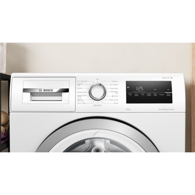 Bosch WAN28258GB Series 4, 8kg Washing Machine, 1400 Spin Front Loader - White