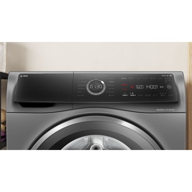 Bosch WNC254ARGB Series 8, Washer dryer with i-Dos Auto Dose, 10.5/6 kg, 1400 rpm - Graphite