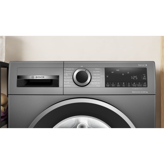 Bosch WNG254R1GB Series 6, Washer dryer, 10.5/6 kg, 1400 rpm - Graphite