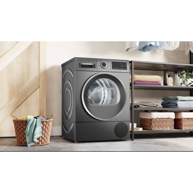 Bosch WQG245R2GB Series 6, Heat Pump Tumble Dryer, 9 Kg, Cast Iron Grey