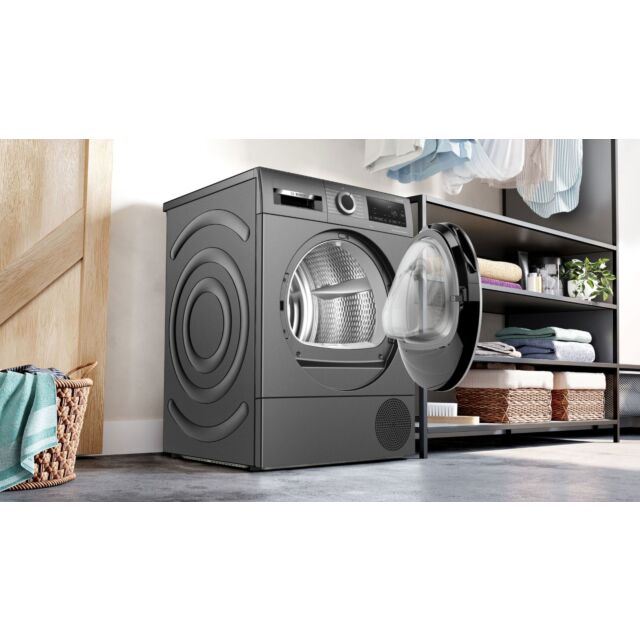 Bosch WQG245R2GB Series 6, Heat Pump Tumble Dryer, 9 Kg, Cast Iron Grey