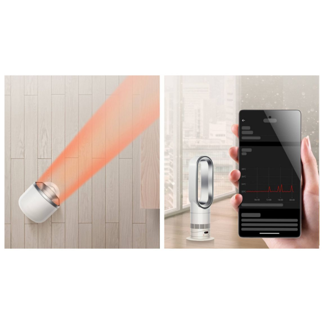Dyson HF1 330Hf1 Hot+Cool Remote Link Pre-Heat Heater And Cooling Fan - White/Nickel