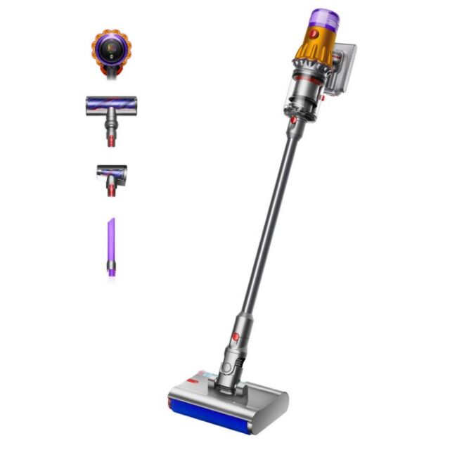 Dyson V12DETECTSUB Detect Slim Submarine Cordless Vacuum - 60 Minutes Run Time - Yellow/Nickel