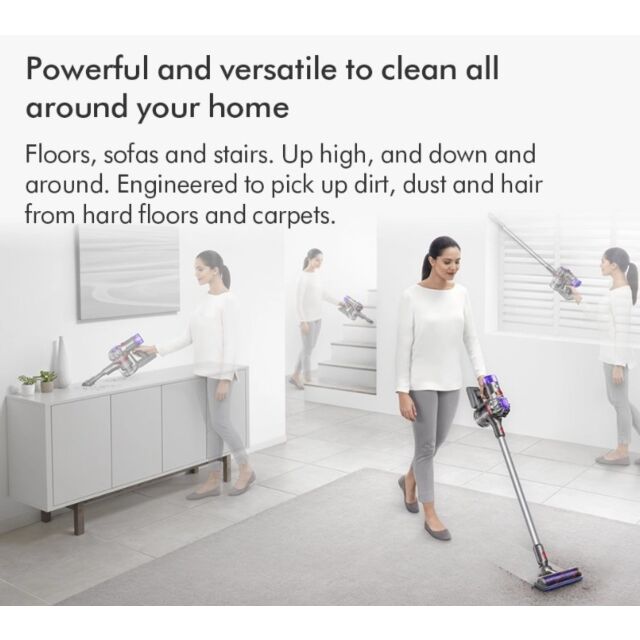 Dyson V8ABS-2023 Cordless Stick Vacuum Cleaner - 40 Minutes Run Time - Silver/Yellow