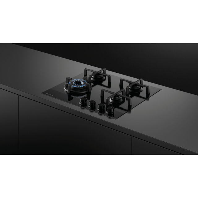 Fisher + Paykel CG604DLPGB4 60cm 4 Burner Gas Hob in Black Glass