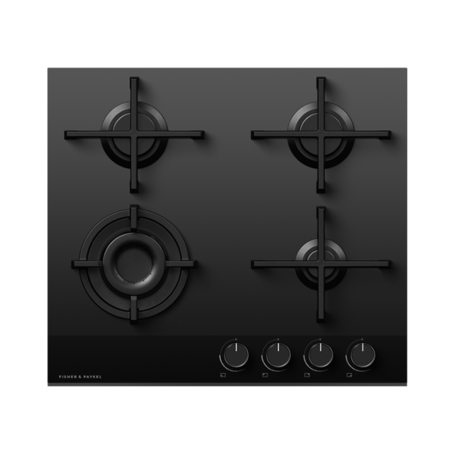 Fisher + Paykel CG604DNGGB4 60cm 4 Burner Gas Hob - Black Glass