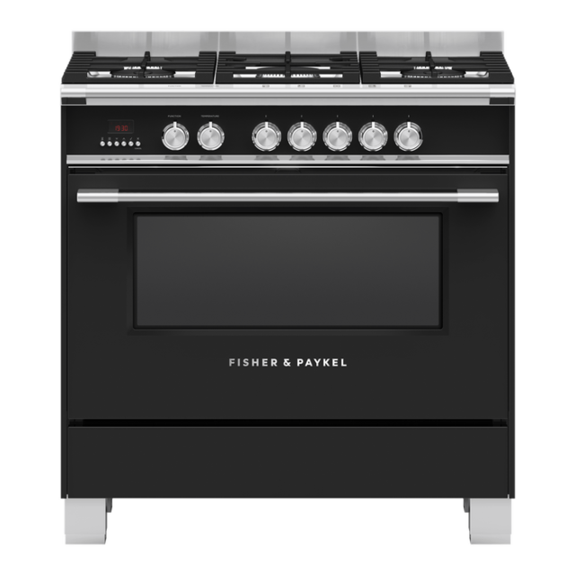 Fisher + Paykel OR90SCG4B1 90cm Dual Fuel 5 Burner Range Cooker - Black