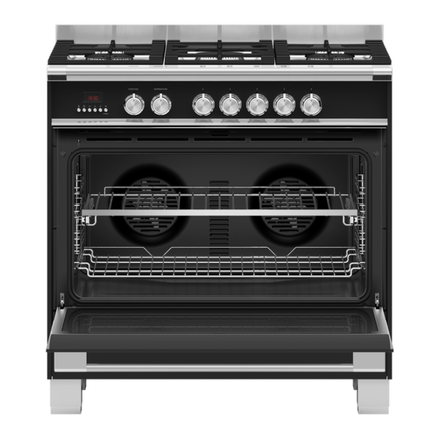 Fisher + Paykel OR90SCG4B1 90cm Dual Fuel 5 Burner Range Cooker - Black
