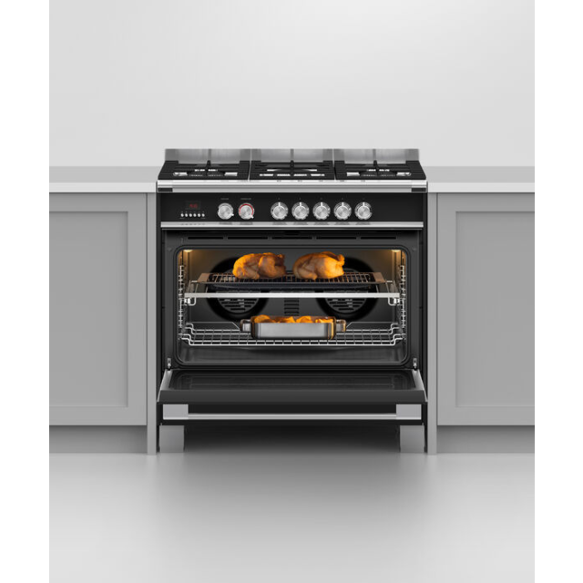 Fisher + Paykel OR90SCG4B1 90cm Dual Fuel 5 Burner Range Cooker - Black
