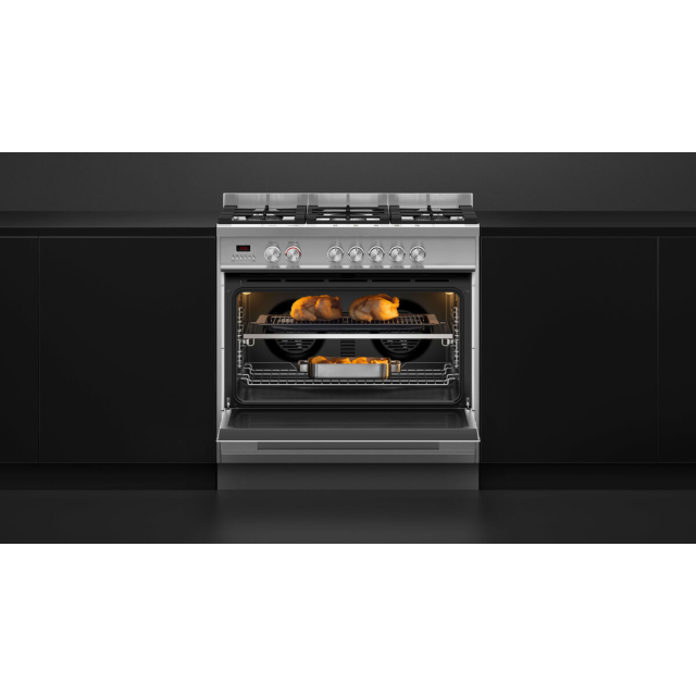 Fisher + Paykel OR90SDG4X1 90cm Dual Fuel 5 Burner Cooker - Stainless Ste