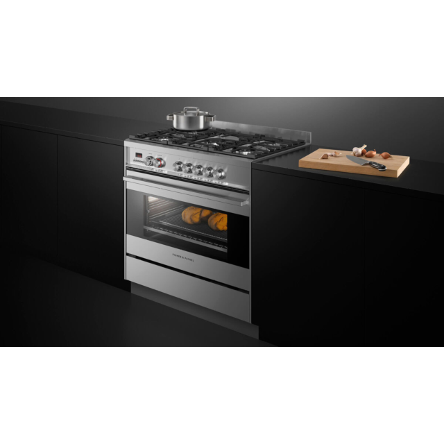 Fisher + Paykel OR90SDG4X1 90cm Dual Fuel 5 Burner Cooker - Stainless Ste