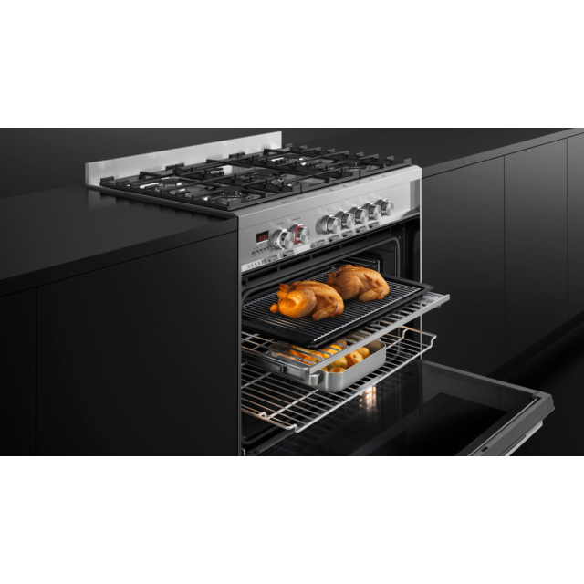 Fisher + Paykel OR90SDG4X1 90cm Dual Fuel 5 Burner Cooker - Stainless Ste