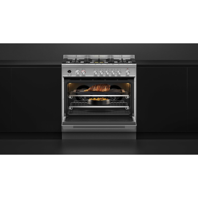 Fisher + Paykel OR90SDG6X1 90cm Dual Fuel Range Cooker with Gas Hob and P