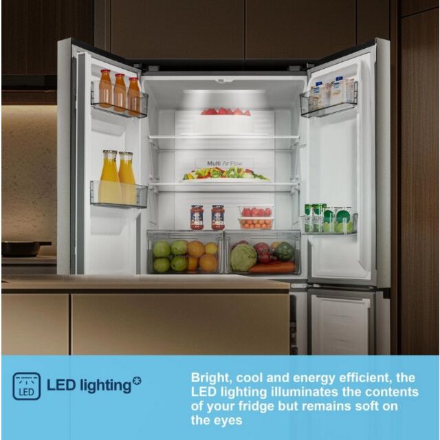 Fridgemaster MQ79395ES 79.4Cm 65/35 Total No Frost American Fridge Freezer - Silver