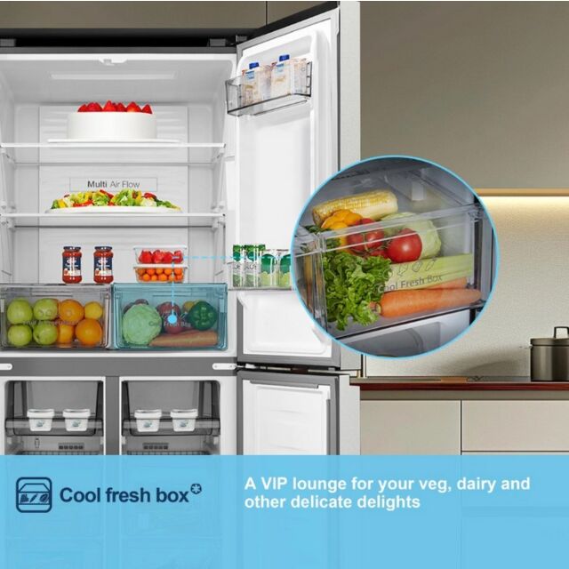 Fridgemaster MQ79395ES 79.4Cm 65/35 Total No Frost American Fridge Freezer - Silver