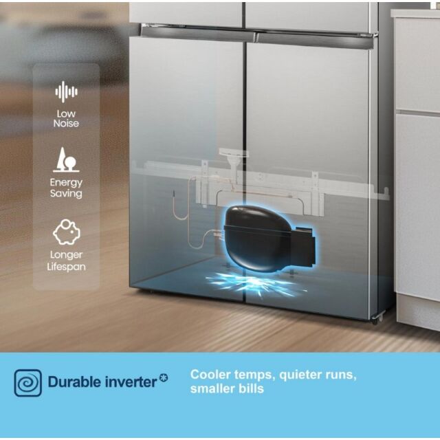 Fridgemaster MQ79395ES 79.4Cm 65/35 Total No Frost American Fridge Freezer - Silver