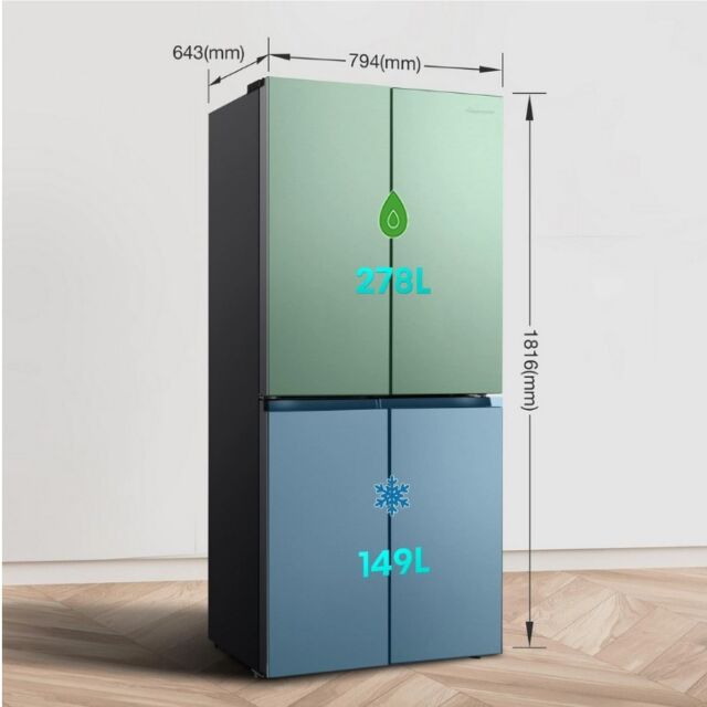 Fridgemaster MQ79395ES 79.4Cm 65/35 Total No Frost American Fridge Freezer - Silver