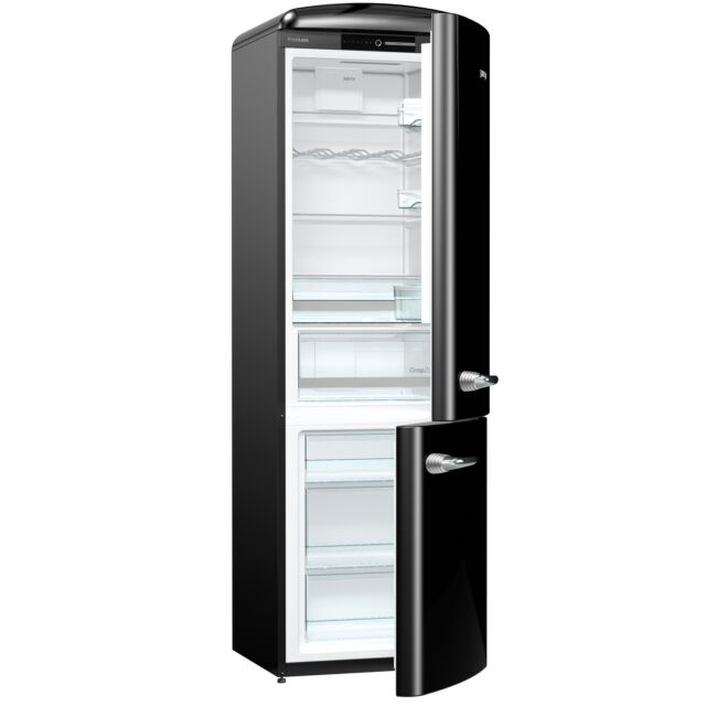 Gorenje ORK193BK Retro Fridge freezer with fan assisted cooling in the fridge Right Hand Hinge Black
