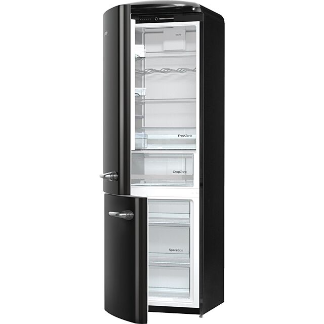 Gorenje ORK193BK-L Retro Fridge freezer with fan assisted cooling in the fridge Left Hand Hinge Black