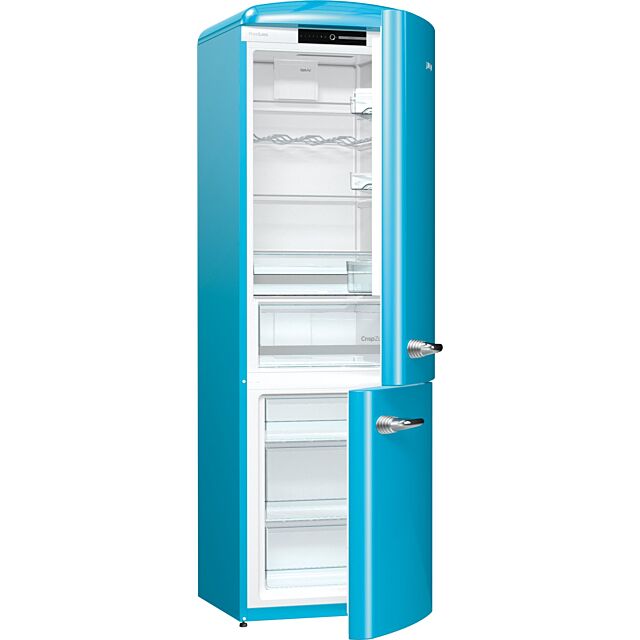 Gorenje ORK193BL Retro Fridge freezer with fan assisted cooling in the fridge Right Hand Hinge Baby Blue