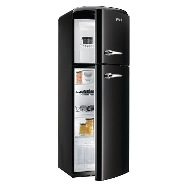 Gorenje RF60309OBK Retro Fridge Freezer Black Right Handed Hinged Door