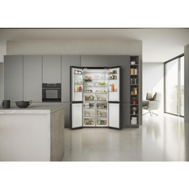 Haier HCR5919EHMB 90cm 60/40 Total No Frost American Fridge Freezer - Brushed Black