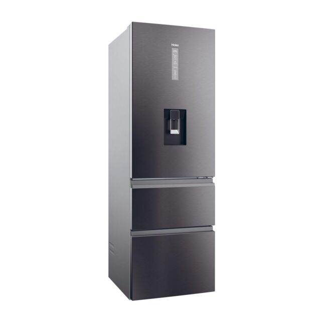 Haier HTW5618EWMP 59.5cm 3D Fridge Freezer - Dark Inox