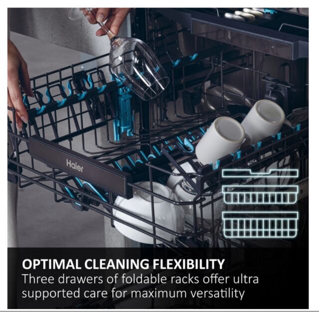 Haier XF 5C7M0W-80 Dishwasher - White - 15 Place Settings