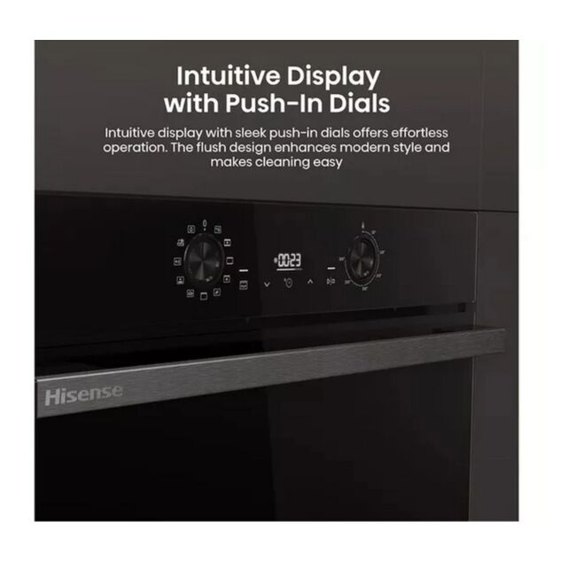 Hisense BI622ABPGUK Built In Electric Single Steam, Plug & Play Oven - Jet Black