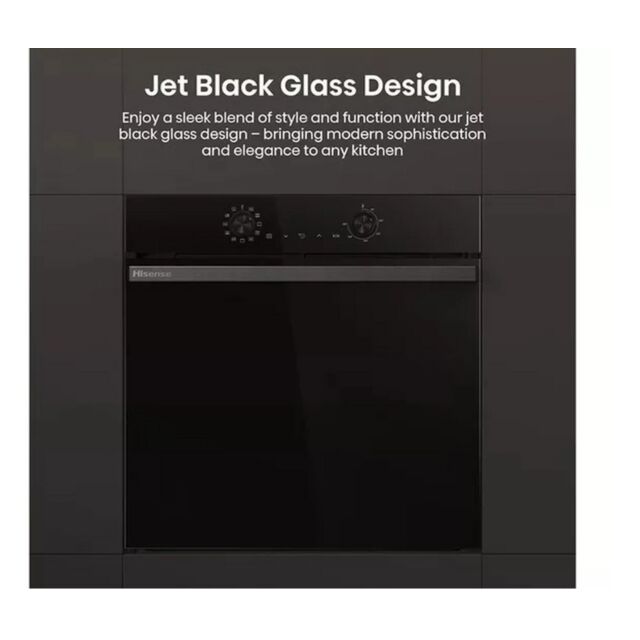 Hisense BI622ABPGUK Built In Electric Single Steam, Plug & Play Oven - Jet Black