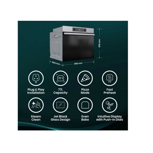 Hisense BI622AXPGUK 59.5cm Built In Electric Single Oven - Black & Stainless Steel
