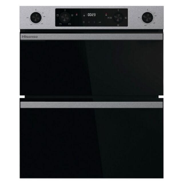 Hisense BUD714221CX 59.4cm Built Under Electric Double Oven - Black & Stainless Steel