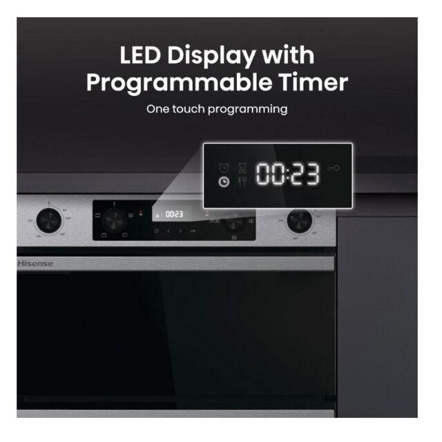 Hisense BUD714221CX 59.4cm Built Under Electric Double Oven - Black & Stainless Steel