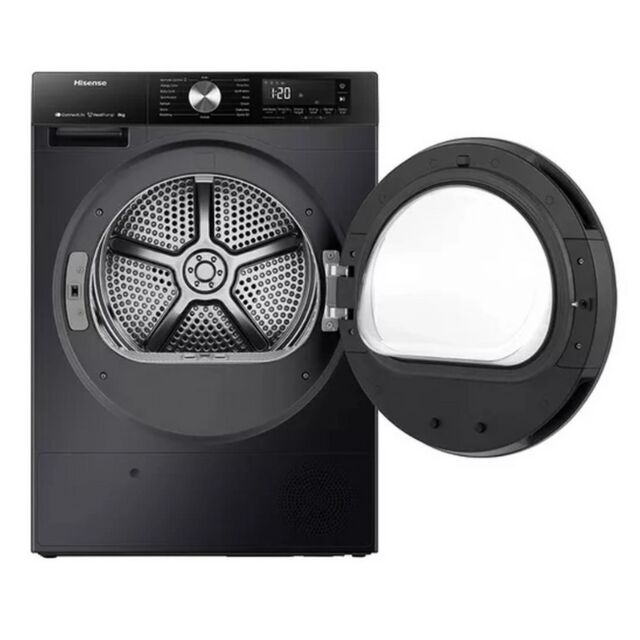 Hisense DH3S802BB3 3S Series Dh3s802bb3 Wifi-Enabled 8Kg Heat Pump Tumble Dryer - Black