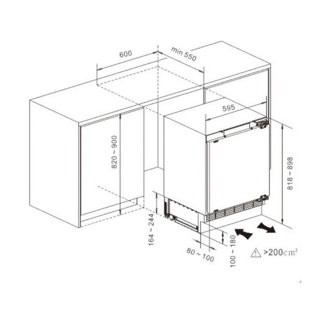Hisense FUV124D4AWE Integrated Under Counter Freezer With Fixed Door Fixing Kit