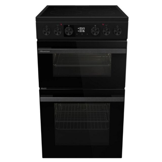 Hisense HDCEC5C10B 50Cm Double Oven Electric Cooker With Ceramic Hob - Black