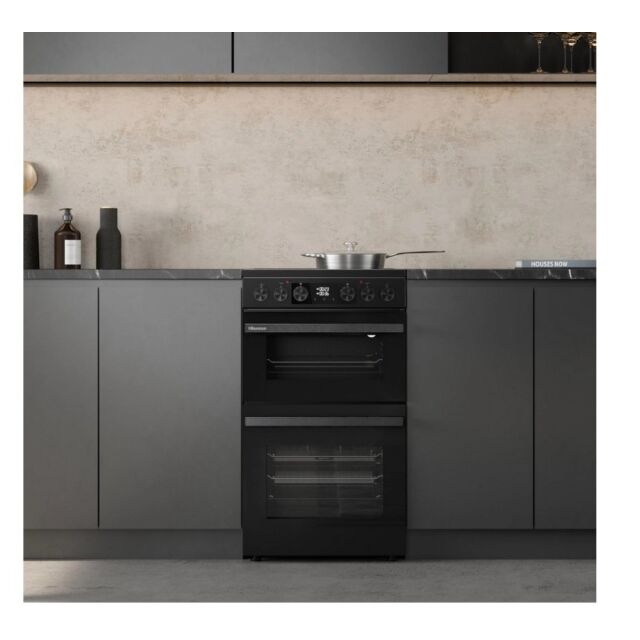 Hisense HDCEC5C10B 50Cm Double Oven Electric Cooker With Ceramic Hob - Black