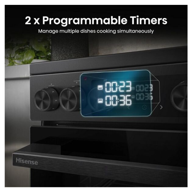 Hisense HDCEC5C10B 50Cm Double Oven Electric Cooker With Ceramic Hob - Black