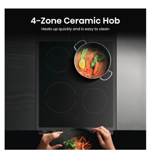 Hisense HDCEC5C10B 50Cm Double Oven Electric Cooker With Ceramic Hob - Black