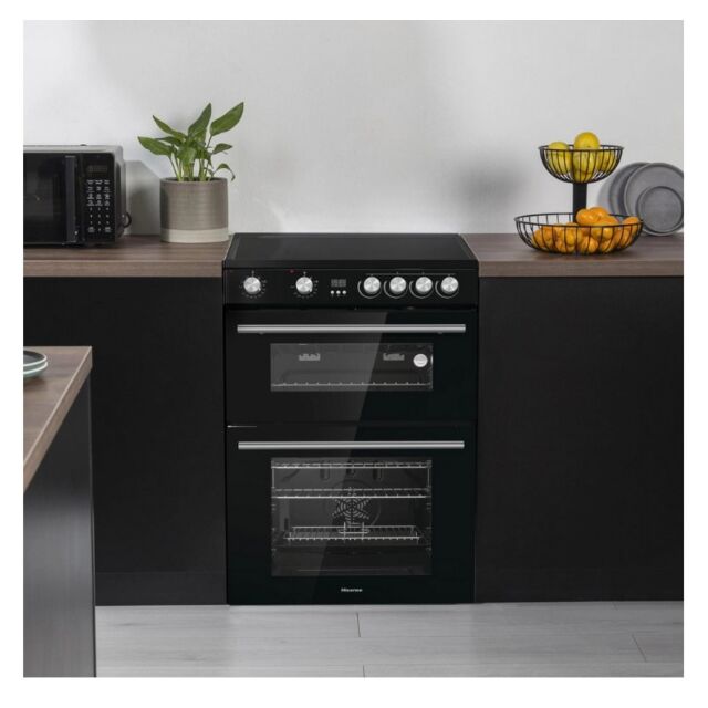 Hisense HDE3211BBUK 60Cm Double Oven Electric Cooker With Ceramic Hob - Black