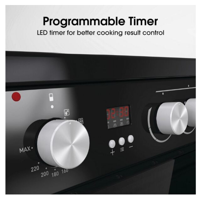 Hisense HDE3211BBUK 60Cm Double Oven Electric Cooker With Ceramic Hob - Black